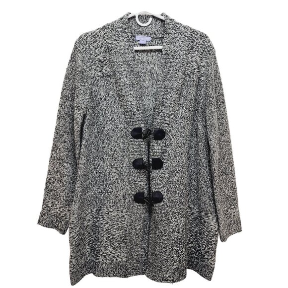 Laura Scott Womens Long Sleeve Knit Cardigan Sweater Toggle Buttons Size L Gray - Picture 1 of 11
